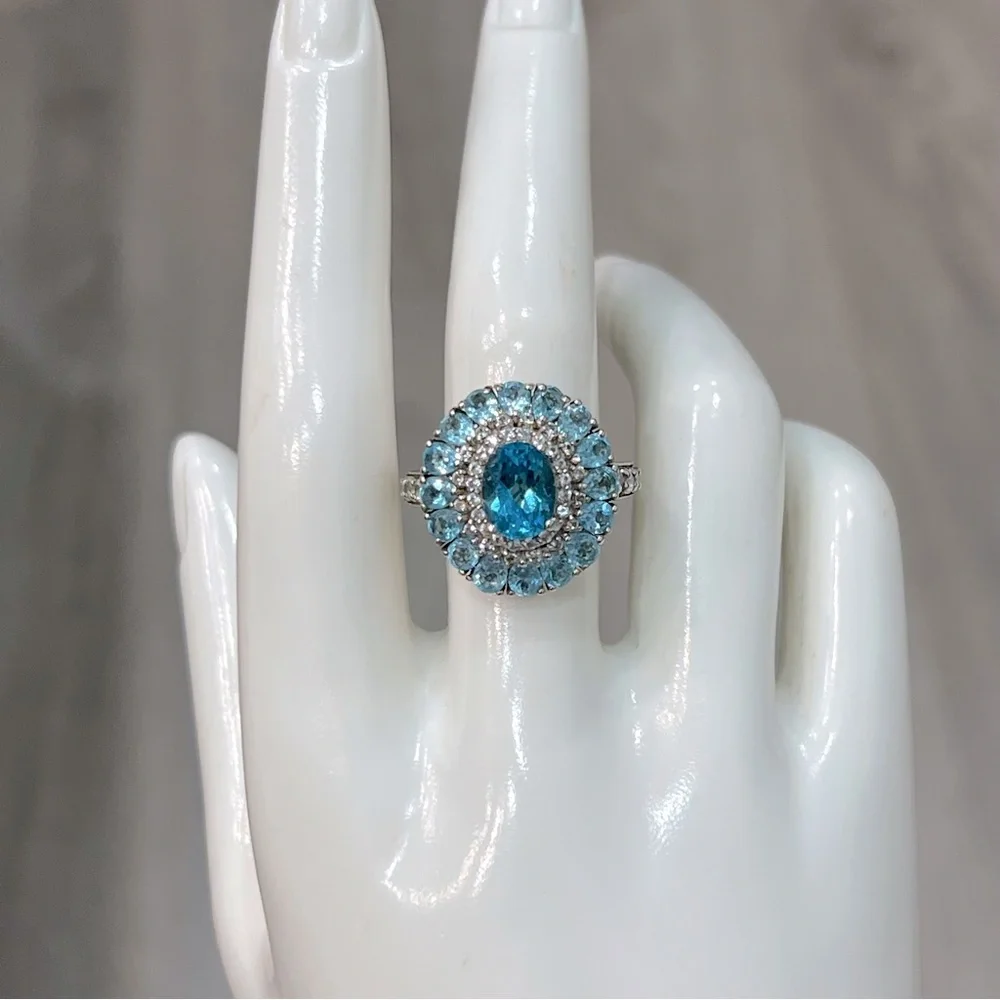 Marambaia Topaz and White Topaz Sterling Silver Cocktail Statement Ring Sz 8